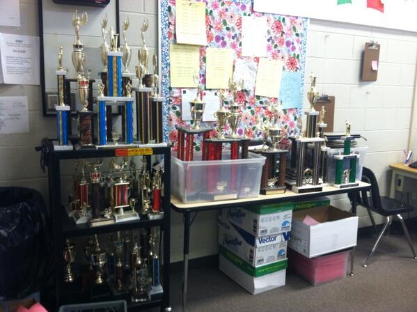 After school on Oct. 16, debate and forensics trophies predating 2011, excluding 1st place varsity awards and regional, state and NFL awards, were given away to students. Those that were not claimed were thrown away.