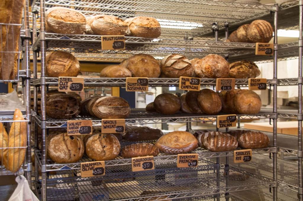 Loaves of bread line the shelves at Wheatfields Bakery, located at 904 Vermont St.
Lawrence, Kan.  66044