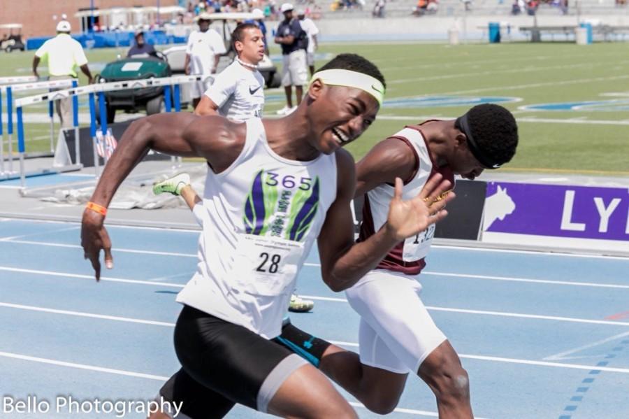 Sophomore Avin Lane competes at the AAU Junior Olympic Games. Lane placed fifth overall in the 200 meter finals.