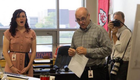 Social Studies teacher Jordan Boyd is surprised as when she receives her reward. 