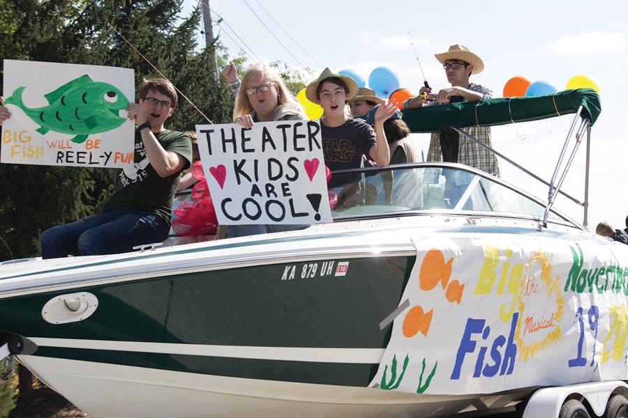 Decorating his boat for homecoming, sophomore Chris Pendry matches the theme for the musical Big Fish. Weeks of rehearsing and memorization of the songs and lines is what practices consisted of. People should g to Big Fish because the show has ... all the ranges of emotion, Pendry said. After being a part of four Free State plays before this, Pendry is thrilled that he is now in his first school musical.