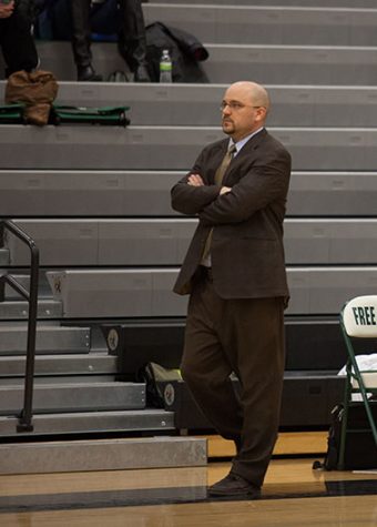 Coach Duncan paces along the sideline during a home game. Duncan has coached at Free State for seven years.