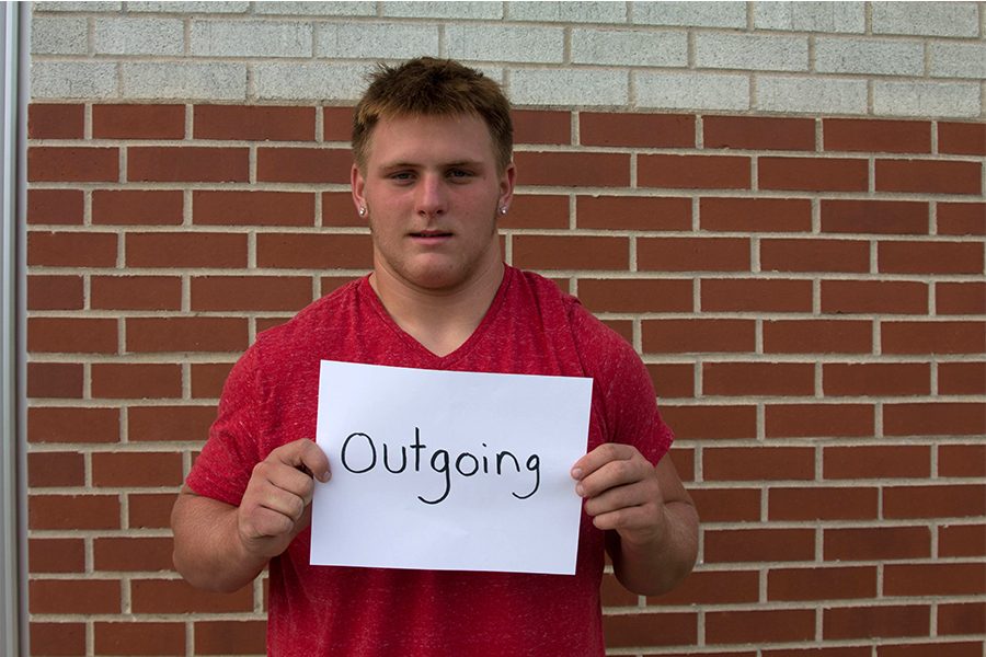 Sophomore Jax Dineen displays his word outgoing