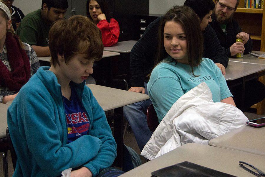 Margaret Clark and Bailey Culbertson wait for first hour to start. There are currently 28 students enrolled in IPS.