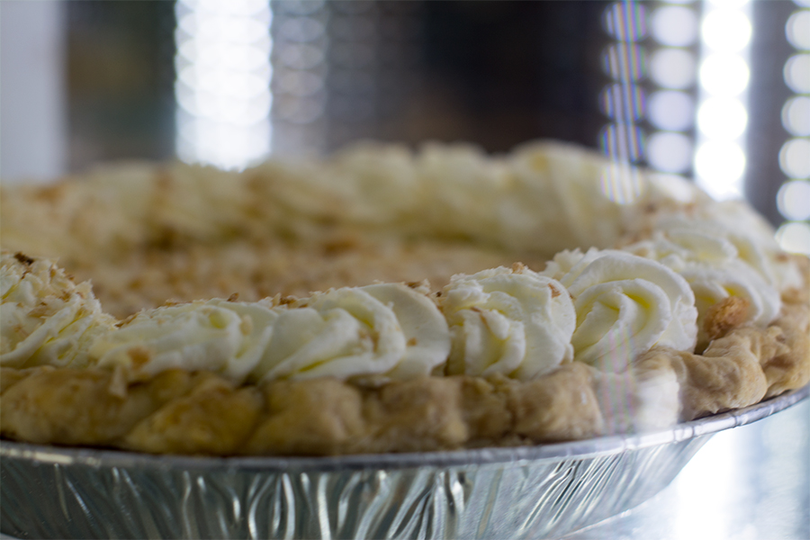 Coconut cream pie. Ladybird sold whole pies, as well as by the slice.