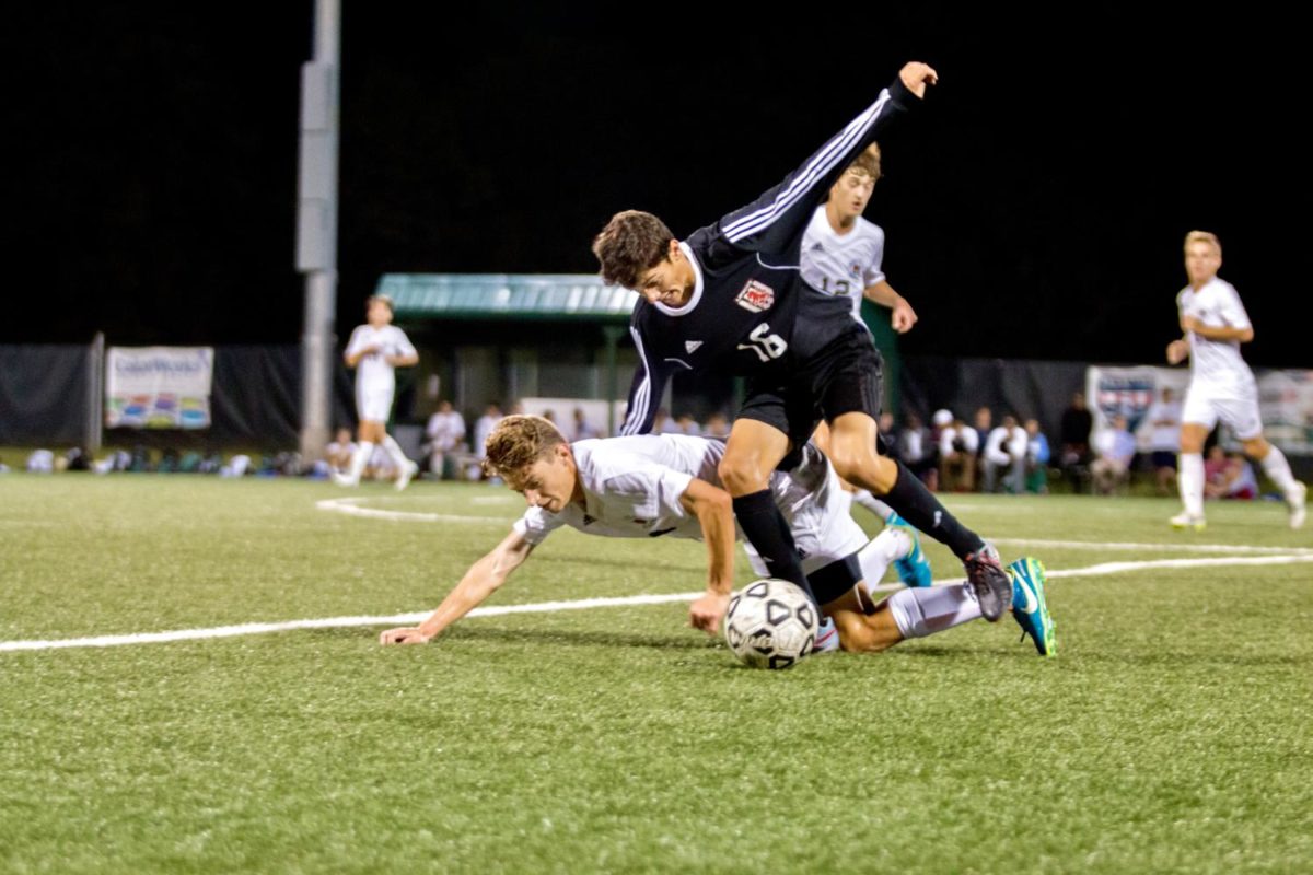 Sophomore Peter Boncella gets fouled by the opposing team. 