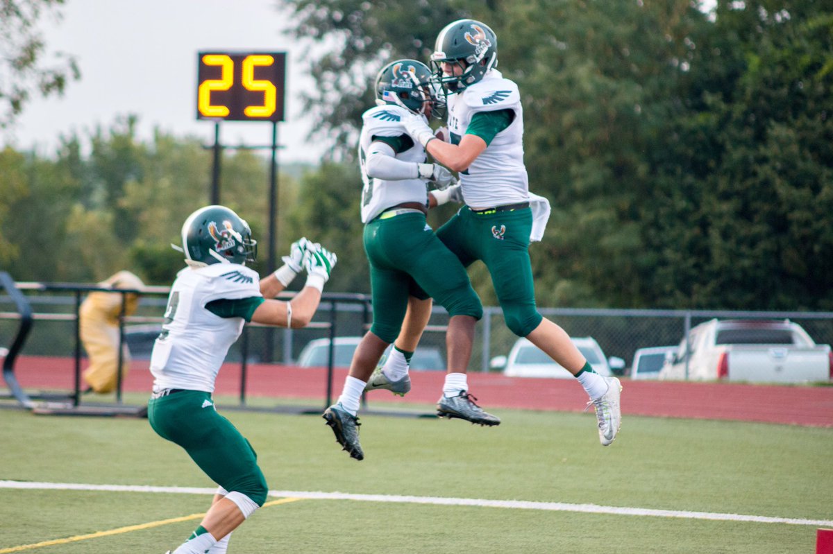 After his first touchdown of the season, senior Jake Rittman celebrates with 