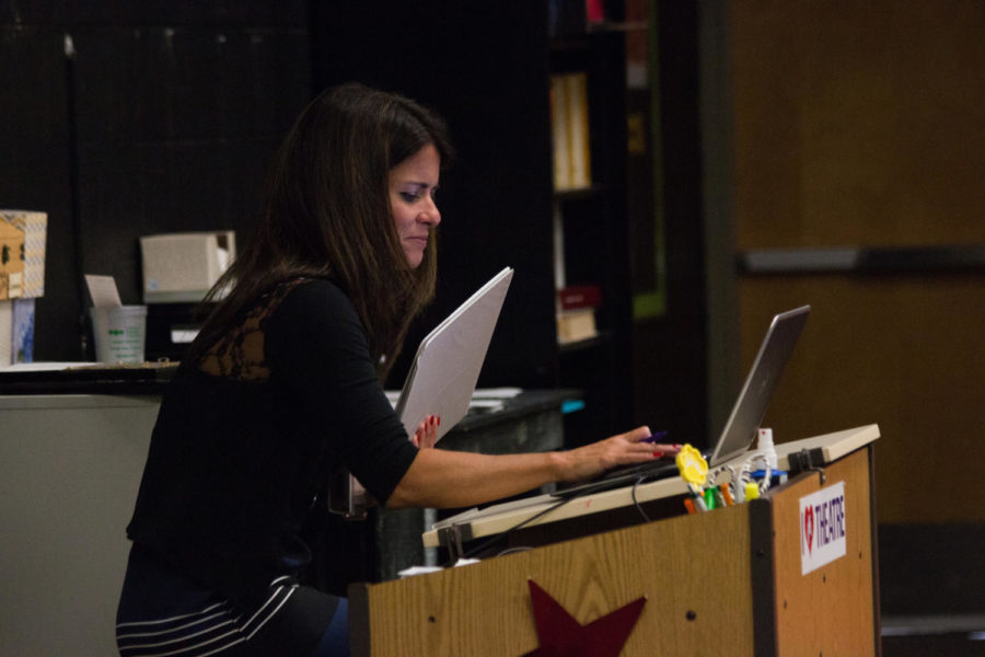 Theater teacher Ms. Waller is new to Free State this year. She led her class with enthusiasm.