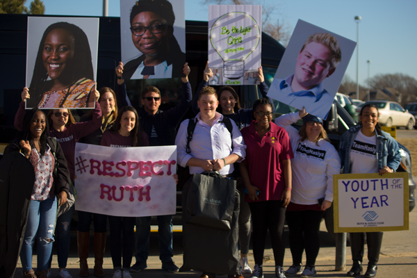 Ruth and Chris pose with some of their mentors and LHS candidate Hasiya Asuku.
Names L to R...
Ruth, Monica Dittmer (one of Ruth’s mentors), Kendra Noll-Schierer, Laura Wagner (one of Ruth’s mentors), Colby Wilson, Chris, Lindsay Simms (one of Chris’s mentors), Hasiya Asuku (candidate from LHS), Amy Hill and Trei Dudley.