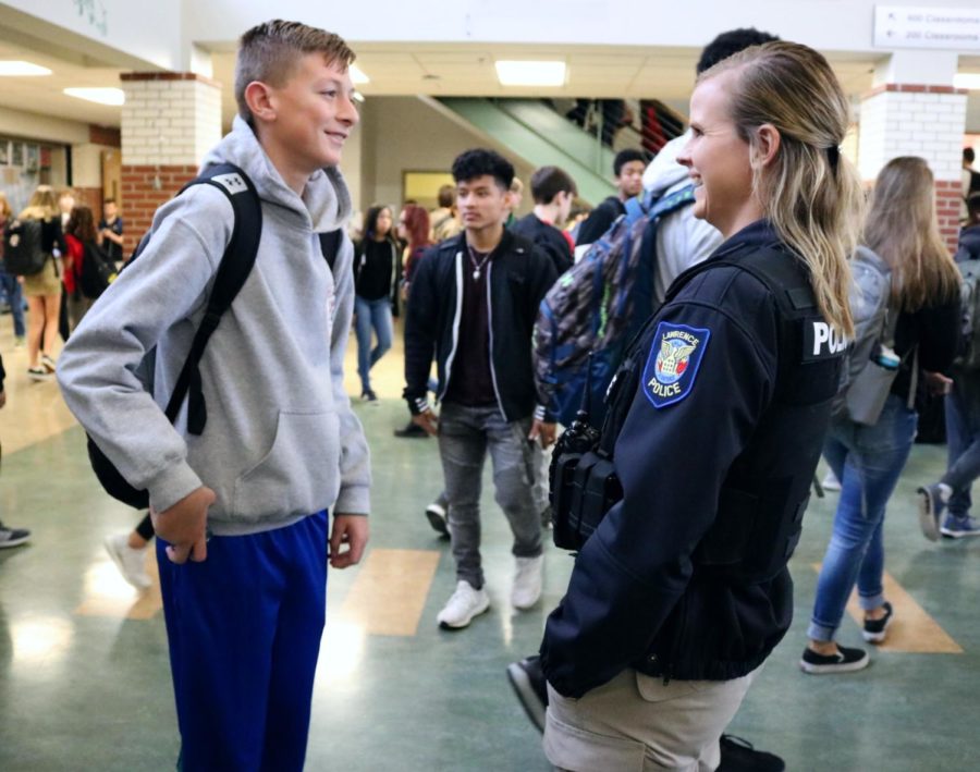 Female students relate to new student resource officer Shelby Frazier