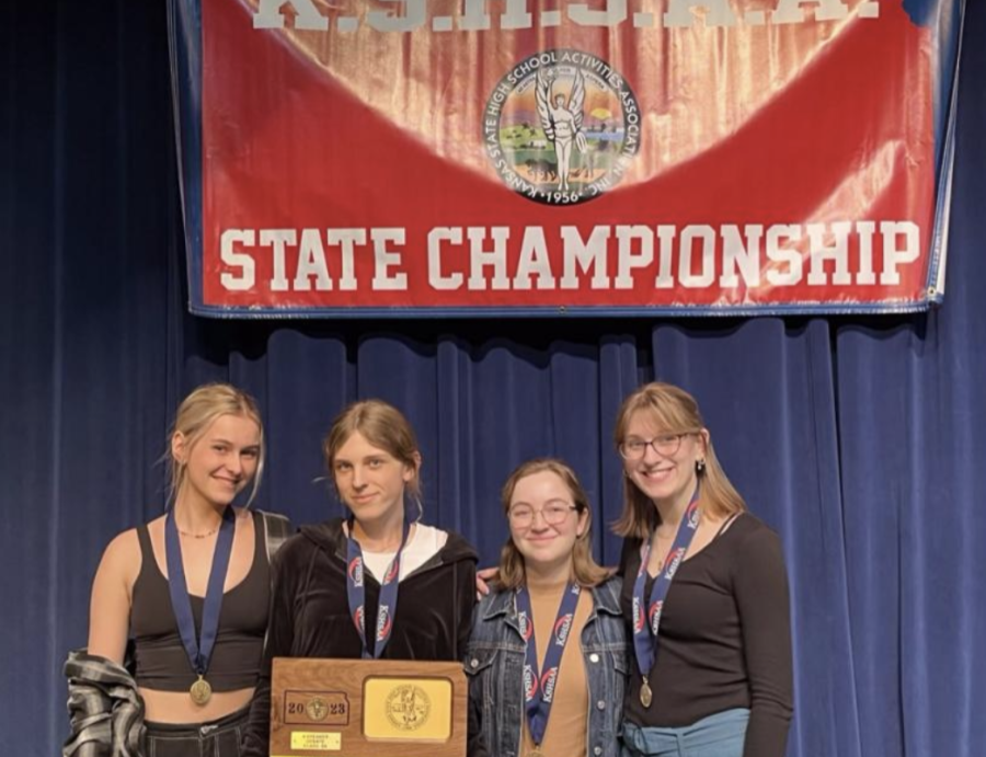 On Dec. 17, 2022, Free States 4-Speaker state debate team won second place, winning 12 out of 16 ballots, losing only to the reigning champions, Washburn Rural. The team consisted of junior Sophie Racy, seniors AJ Persigner, Emma Stanmeyer, Emma Hefty and freshman alternates BReahna Randall and Lena Hasiuk. Racy, whos been on the debate team sicne freshman year, is especially grateful for the relationships shes made while a part of the team. I really enjoyed getting to spend a lot of time with my teammates, Racy said. It felt like a great bonding experience that I dont always get with my team.