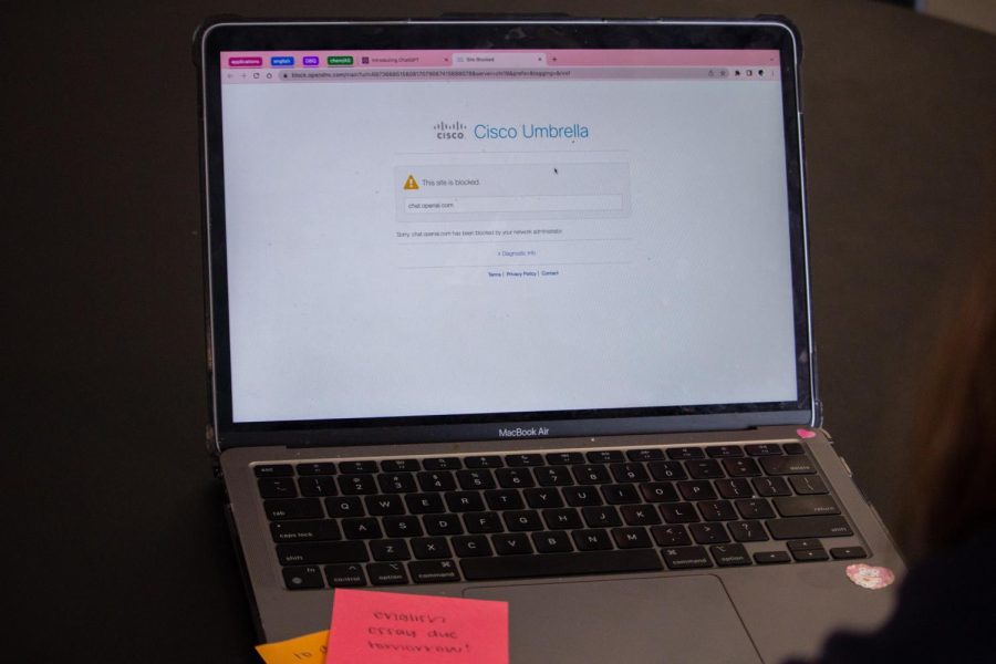 Students’ district-provided computers are blocked from using ChatGPT as a mechanism for plagiarism. While this serves as a way to prohibit cheating, many students say it also restricts the ability to use it for any potential academic benefit.