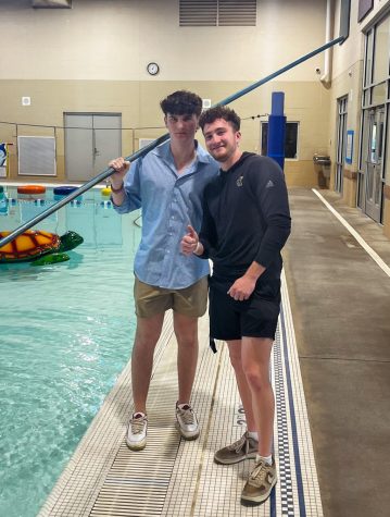 Senior Ben Williams and Keith Popiel are going to be working in the pool cleaning business once again this summer. After Popiel joined his familys pool cleaning business he invited Williams along the way. 