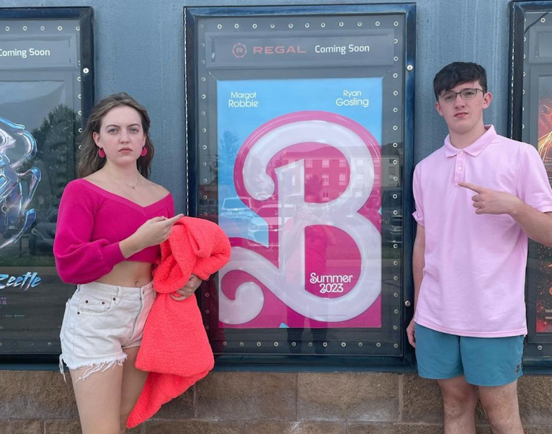  Two major film gurus, junior Sean Ruddy and his sister, Free State alum Julia Ruddy, attend the “Barbie” movie that aired over this past summer. In September, it was announced as the biggest ever female solo directed film, and the highest-grossing movie of the year, demonstrating the monumental impact that this film had on the world. Photo collected from Sean Ruddy. 
