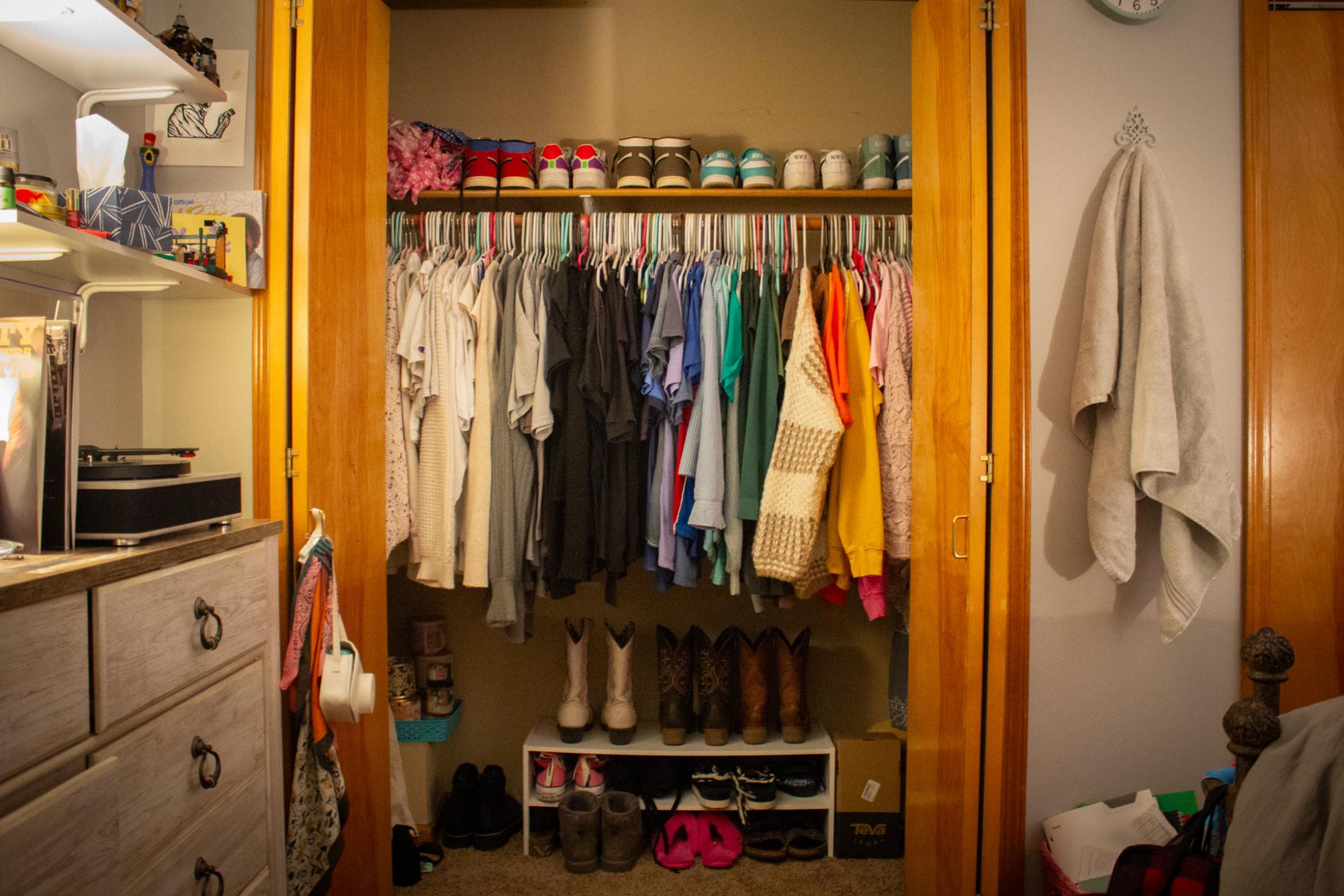 The closet of junior Kinsey Lake reflects her unique sense of style and her flair for all things fashionable. Having a variety of colors, shoes and accessories allows for the perfect outlet to express her personality.
