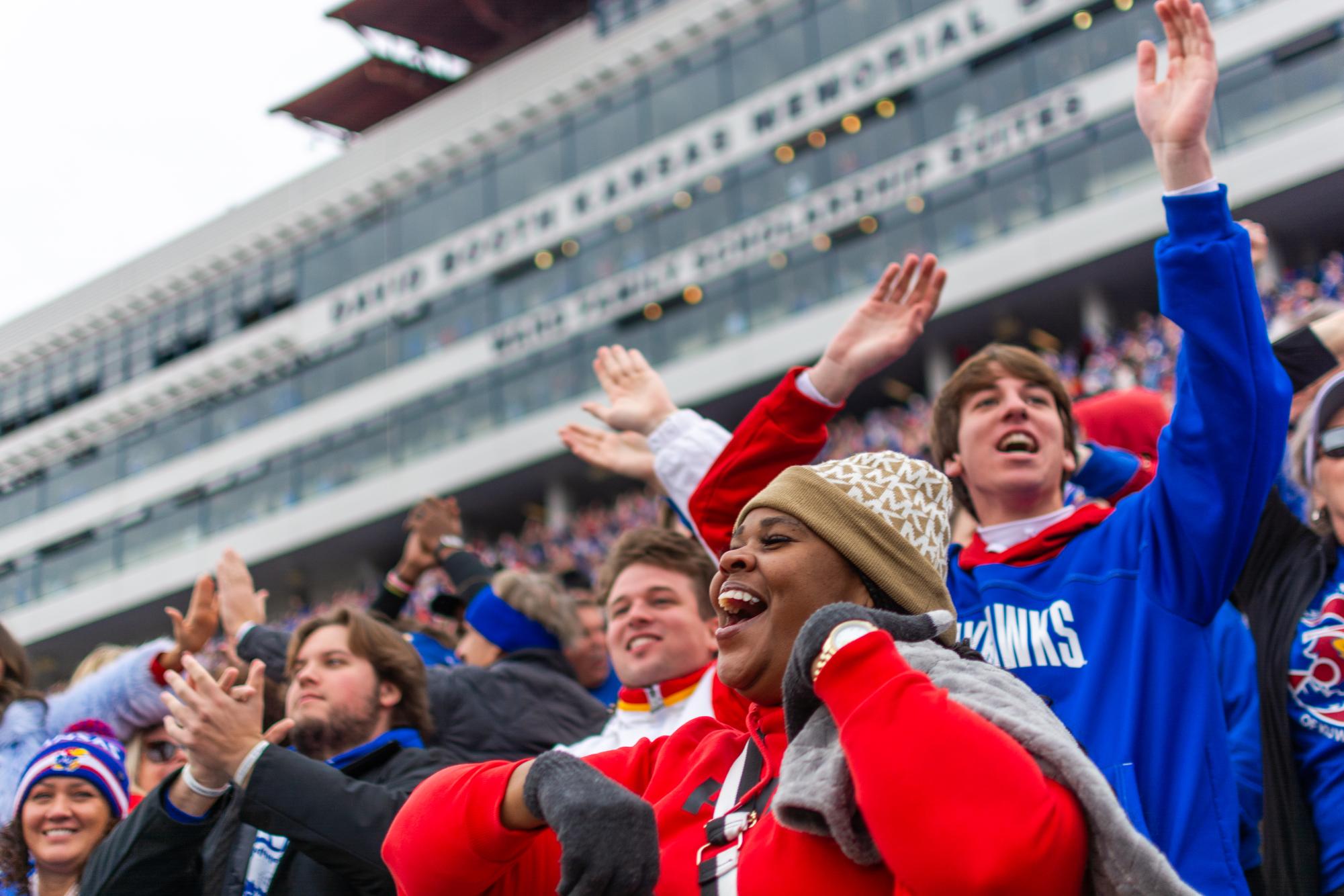 Fans cheer on Kansas University football in their game against Texas Tech on Nov. 11. 