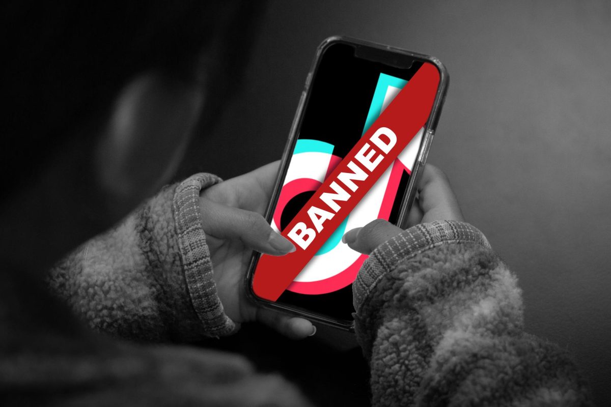 Student scrolls on banned TikTok.