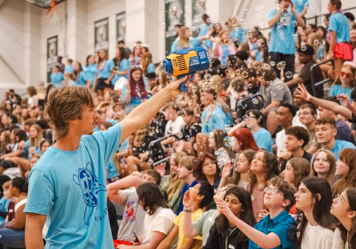 Senior Gage Fahrenkamp keeps the crowd engaged.