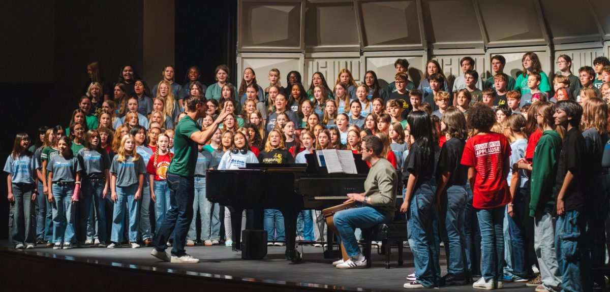 The combined choirs perform at the Middle School Choral Invitational on Oct. 8.