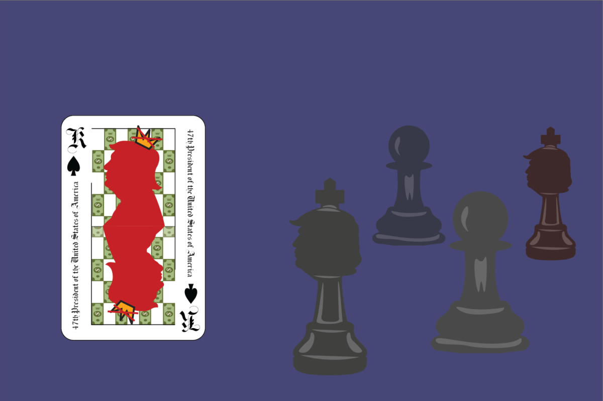 Game pieces symbolizing Donald Trump. 