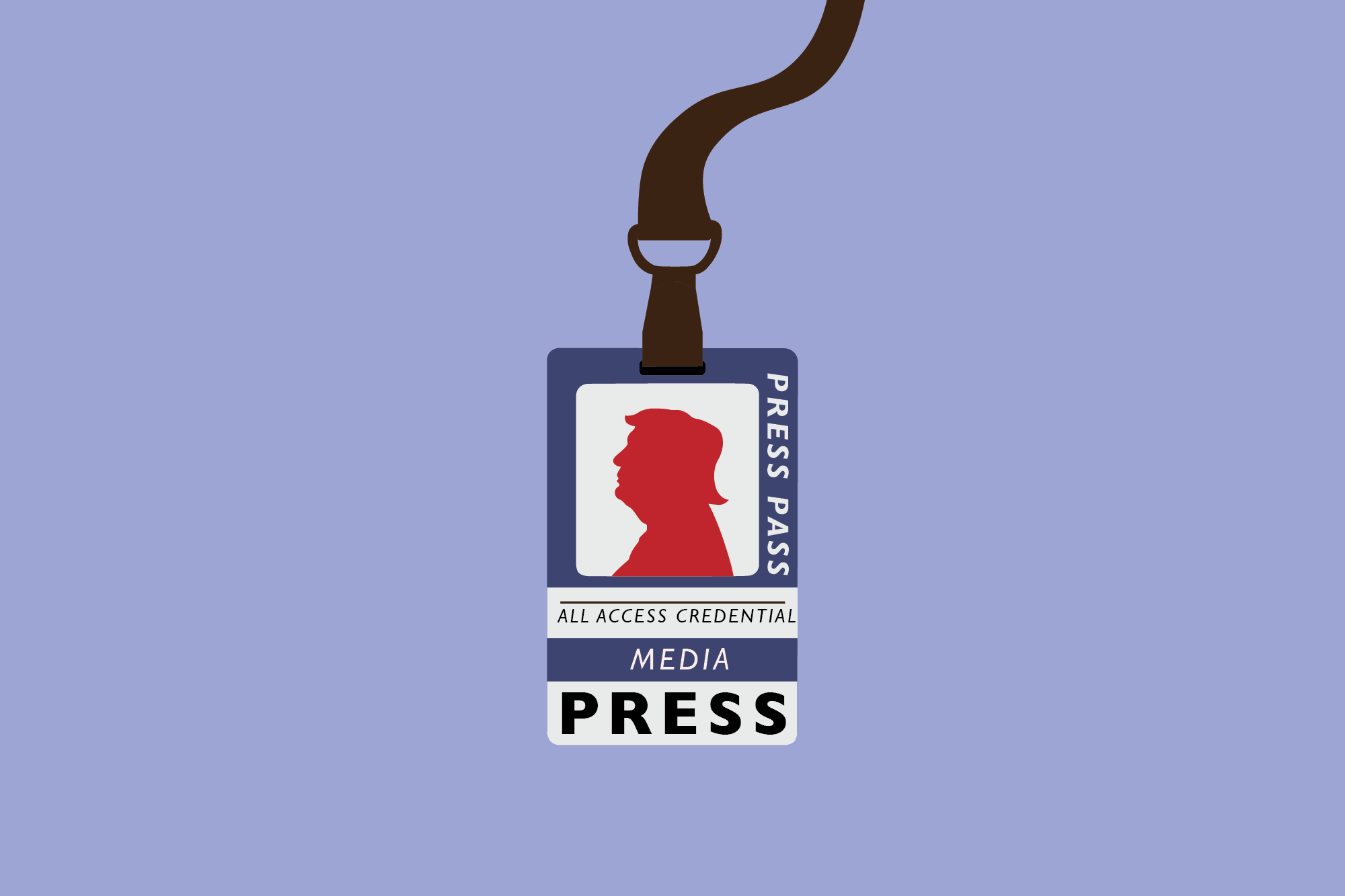 A press pass of a journalist barred from the White House. Digital Illustration by Baila Love.