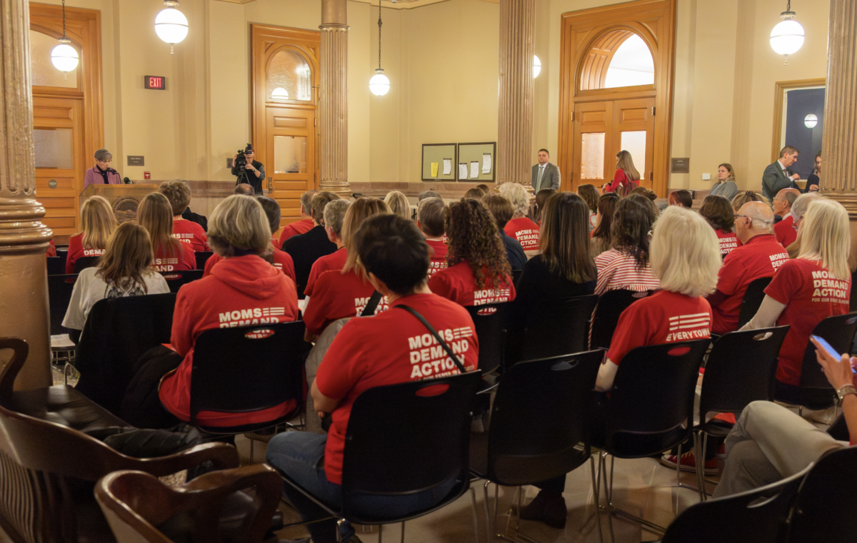 Watching Gov. Laura Kelly speak, Students Demand Action and Moms Demand Action attend Advocacy Day in Topeka, Kan.