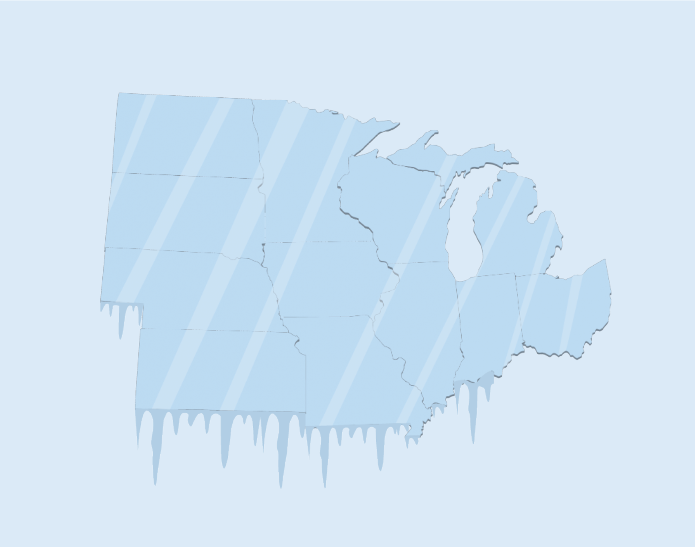 The Midwest iced over. Digital illustration by Kinley Gigous.