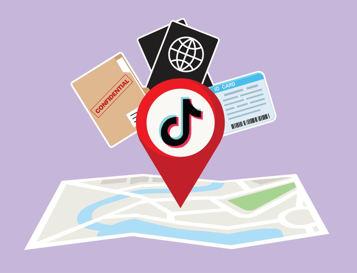 The TikTok icon on a map. Digital illustration by Micah Jones.