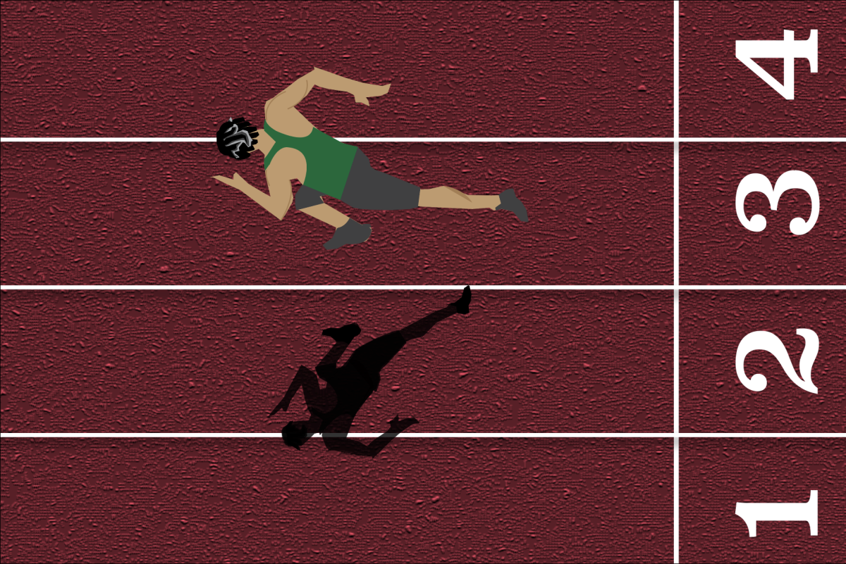 A track athlete begins his race. Digital illustration by Rakshan Ossen.