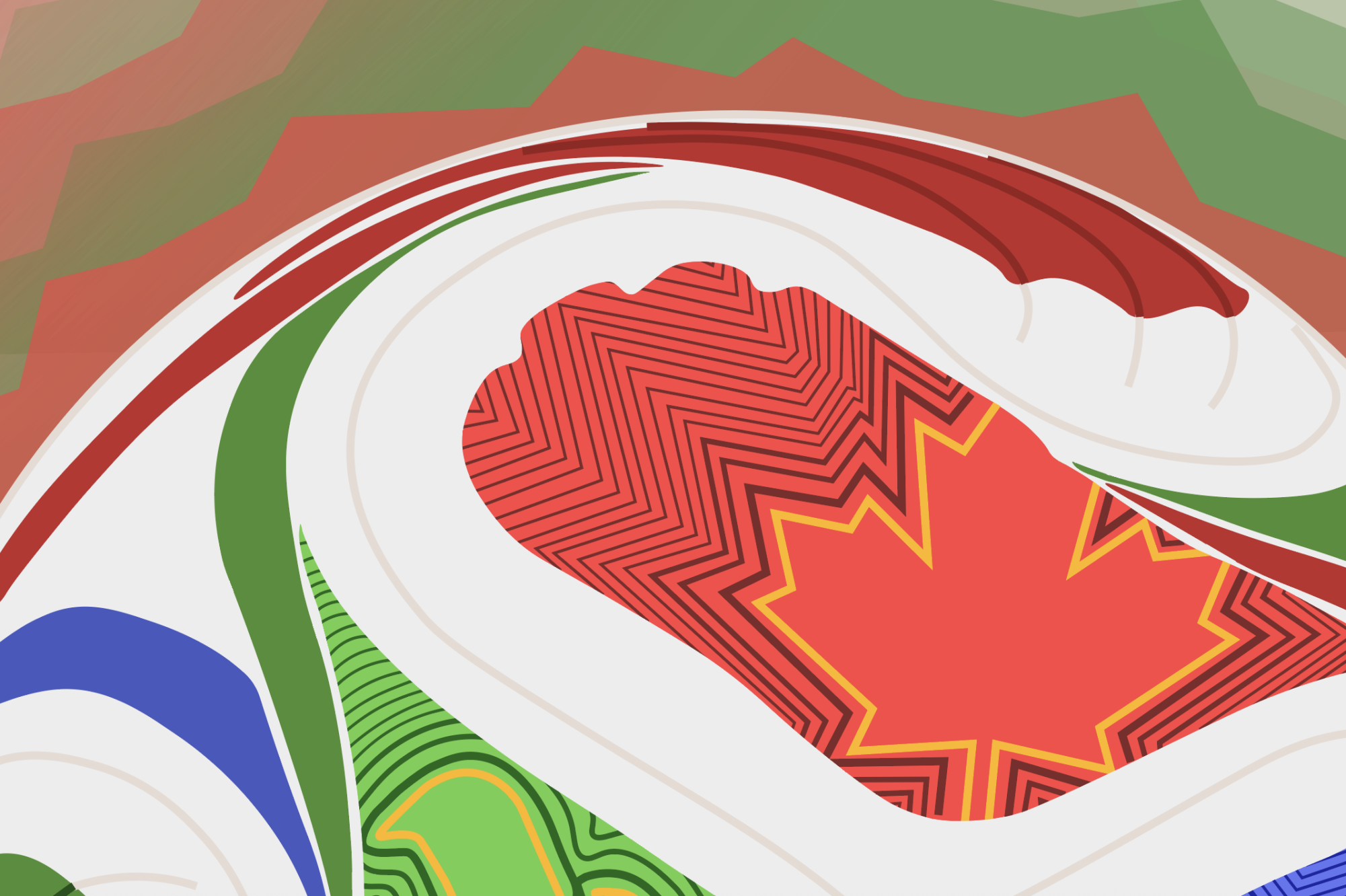 The 2026 FIFA World Cup ball displayed in front of the colors of the Algerian Flag. Digital illustration by Bella Lylo.
