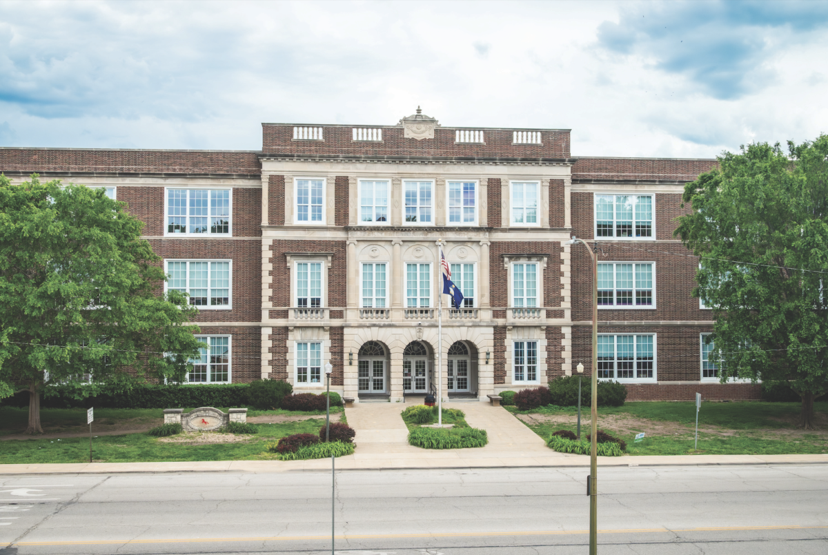 Near South Park, Liberty Memorial Central Middle School is located on Massachusetts Street. 