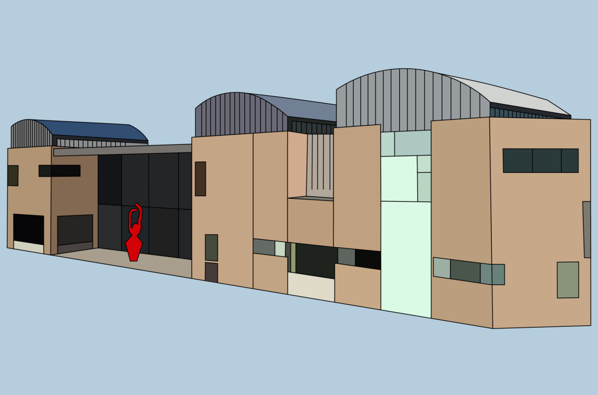 The outside of the Lawrence Arts Center. Digital illustration by Micah Jones.